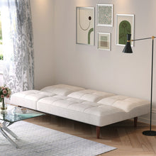 Load image into Gallery viewer, Faux Suede 3 Seater Upholstered Sofa Bed with Wood Legs Living and Home