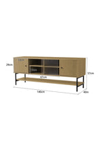 Load image into Gallery viewer, Wooden TV Cabinet with Open Shelving and Metal Legs Living and Home