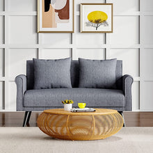 Load image into Gallery viewer, Modern Upholstered Fabric Sofa 2 Seater with 2 Pillows in Grey 2 Seater Sofas Living and Home