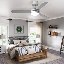 Load image into Gallery viewer, Silver 3 Blade Ceiling Fan with LED Lamp & Remote Control 42Inch Ceiling Fans Living and Home