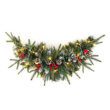 Load image into Gallery viewer, Artificial Christmas Mantel Swag with LED Warm White Lights Living and Home