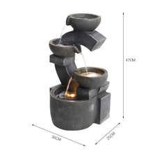 Load image into Gallery viewer, C Shaped Outdoor Fountain Garden Patio Water Feature LED Light Cascade Bowl Fountains & Waterfalls Living and Home