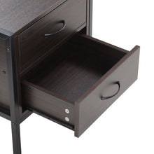 Load image into Gallery viewer, Retro Style Wooden Bedside Cabinet Metal Frame Nightstand with 2 Drawers Cabinets Living and Home