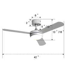 Load image into Gallery viewer, Silver 3 Blade Ceiling Fan with LED Lamp & Remote Control 42Inch Ceiling Light Living and Home