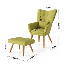 Load image into Gallery viewer, Classic Linen Oak Wood Legs Leisure Armchair with Cushion and Footstool
