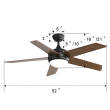 Load image into Gallery viewer, Wooden Blades Ceiling Fan with LED Lamp Light Dimmable & Remote 52Inch Ceiling Light Living and Home