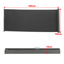 Load image into Gallery viewer, Side Awning Retractable Outdoor Privacy Screen for Garden Balcony Terrace Awnings Living and Home Dark Gray Length 300 cm x Height 100 cm