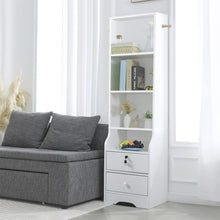 Load image into Gallery viewer, White Slim Storage Shelving Unit with Lockable Drawer