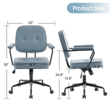 Load image into Gallery viewer, Blue Upholstered Office Chair with Armrests and Rolling Wheels Living and Home