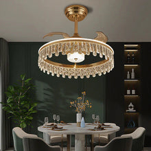 Load image into Gallery viewer, Lightsin 60cm Modern Gold Crystal Ceiling Fan Light Lightsin UK