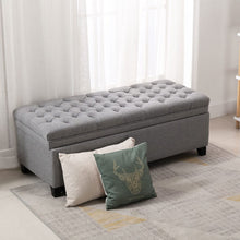 Load image into Gallery viewer, Linen Padded Cushion Bed End Bench Storage Seat Living and Home