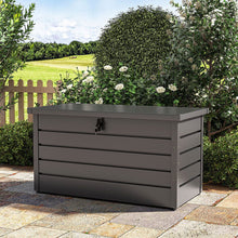 Load image into Gallery viewer, 350L Grey Metal Outdoor Garden Storage Box Lockable Garden Storage Boxes Living and Home