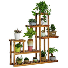 Load image into Gallery viewer, Livingandhome Rustic Large Multi-Tiered Wooden Plant Stand