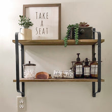 Load image into Gallery viewer, Livingandhome Industrial 2-Tier Home Decor Floating Wall Shelves