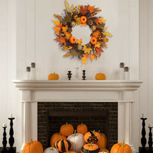 Load image into Gallery viewer, Livingandhome Artificial Autumn Halloween Prelit Wreath Thanksgiving Decorations