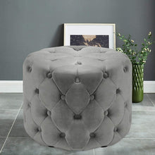 Load image into Gallery viewer, Round Velvet Buttoned Footstool Living and Home