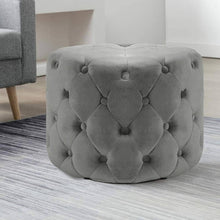Load image into Gallery viewer, Round Velvet Buttoned Footstool Living and Home