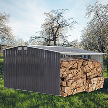 Load image into Gallery viewer, Livingandhome Garden Metal Storage Shed with Log Storage