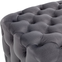 Load image into Gallery viewer, Square Velvet Upholstered Buttoned Footstool - Grey