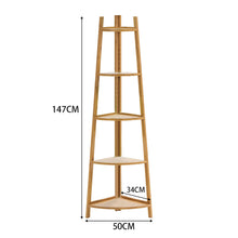 Load image into Gallery viewer, 3/4/5 Tier Corner Ladder Shelf Bookcase Plant Flower Display Stand Storage Rack Bookcases & Standing Shelves Living and Home Beige 5 Layer: 147H x 50W x 34D cm