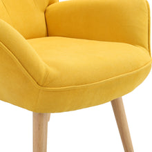 Load image into Gallery viewer, Tufted Button Linen Armchair with Wooden Legs