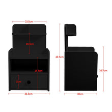Load image into Gallery viewer, Minimalist Black Wooden Bedside Table with Drawers Cabinets Living and Home