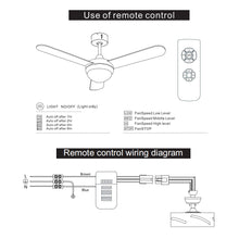 Load image into Gallery viewer, Silver 3 Blade Ceiling Fan with LED Lamp & Remote Control 42Inch Ceiling Light Living and Home
