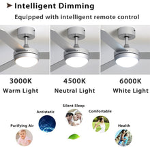 Load image into Gallery viewer, Silver 3 Blade Ceiling Fan with LED Lamp & Remote Control 42Inch Ceiling Light Living and Home
