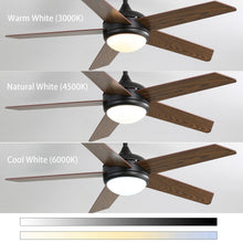 Load image into Gallery viewer, Wooden Blades Ceiling Fan with LED Lamp Light Dimmable & Remote 52Inch Ceiling Light Living and Home
