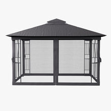 Load image into Gallery viewer, Premium Iron Outdoor Pergola with Sheer Charcoal Gray Screens Living and Home