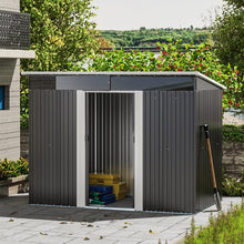 Load image into Gallery viewer, 8.6 ft Garden Bike Sheds Metal Storage Shed with Lockable Sliding Doors Garden Sheds Living and Home