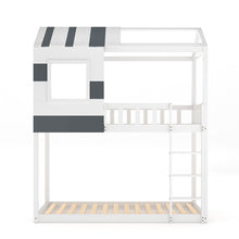 Load image into Gallery viewer, Modern Twin Bunk Bed Slatted Board House Shaped Living and Home