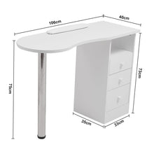 Load image into Gallery viewer, 106cm White 3 Drawers Manicure Table with Metal Leg Dressing Tables Living and Home