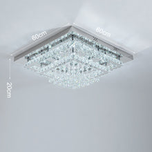 Load image into Gallery viewer, Double Layer Chrome Finished Square LED Ceiling Light with Luxury Crystal Ball Drops Ceiling Light Fixtures Living and Home