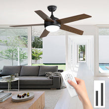 Load image into Gallery viewer, 52 Inch Wooden Blades Ceiling Fan with LED Lamp Light Dimmable and Remote Ceiling Fans Living and Home