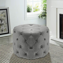 Load image into Gallery viewer, Round Velvet Buttoned Footstool Living and Home