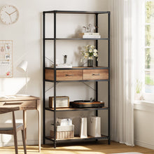Load image into Gallery viewer, 5-Tier Wooden Book Shelf with Drawers Living and Home