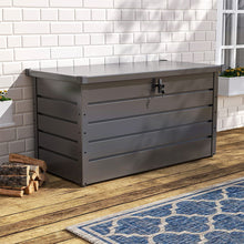 Load image into Gallery viewer, 350L Grey Metal Outdoor Garden Storage Box Lockable Garden Storage Boxes Living and Home