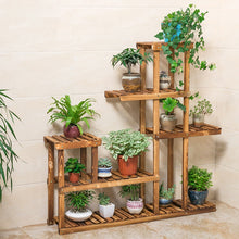 Load image into Gallery viewer, Livingandhome Rustic Large Multi-Tiered Wooden Plant Stand