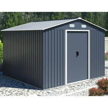 Load image into Gallery viewer, Livingandhome 12 x 10ft Metal Garden Shed with Foundation - Dark Grey