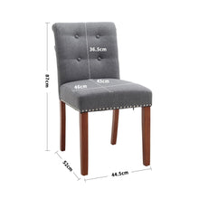 Load image into Gallery viewer, Set of 2 Contemporary Buttoned Accent Dining Chair Studded Rim Blue/Grey Living and Home