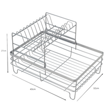 Load image into Gallery viewer, 2 Tier Metal Dish Drainer Rack Sink Washing Plates Draining Board