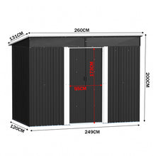 Load image into Gallery viewer, 8.5 x 4ft Garden Metal Storage Shed with Lockable Sliding Doors - Black