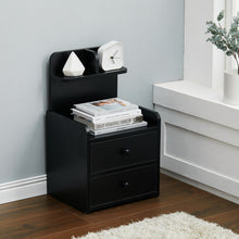 Load image into Gallery viewer, Minimalist Black Wooden Bedside Table with Drawers Cabinets Living and Home 2 Drawers
