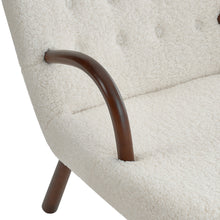 Load image into Gallery viewer, Sherpa Fleece Single Sofa and Footstool Set with Wooden Legs