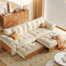 Load image into Gallery viewer, Cottonfy Solid Wood Folding Sofa Bed with Sleeper Chaise Cottonfy UK