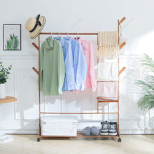 Load image into Gallery viewer, Bamboo Clothes Rack with Bottom Shelf Shoe Clothing Organizer Living and Home