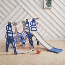 Load image into Gallery viewer, Kids Toddler Swing and Slide Set with Basketball Hoop Swing & Slide Living and Home Blue