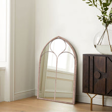 Load image into Gallery viewer, Distressed Gold Arched Window Wall Mirror with Iron Frame Wall Mirrors Living and Home