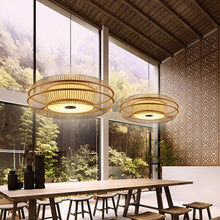Load image into Gallery viewer, Lightsin Drum-Shaped Hanging LED Bamboo Pendant Light Lightsin UK